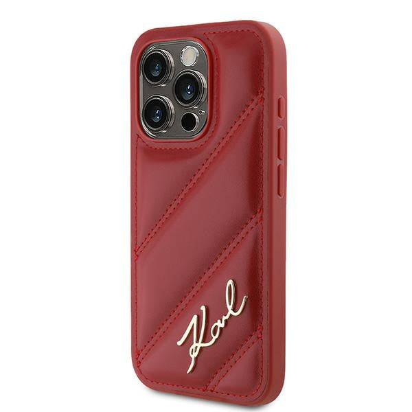 Husa pentru Apple iPhone 15 Pro Max, Karl Lagerfeld, Diagonal Quilted Script, Rosie