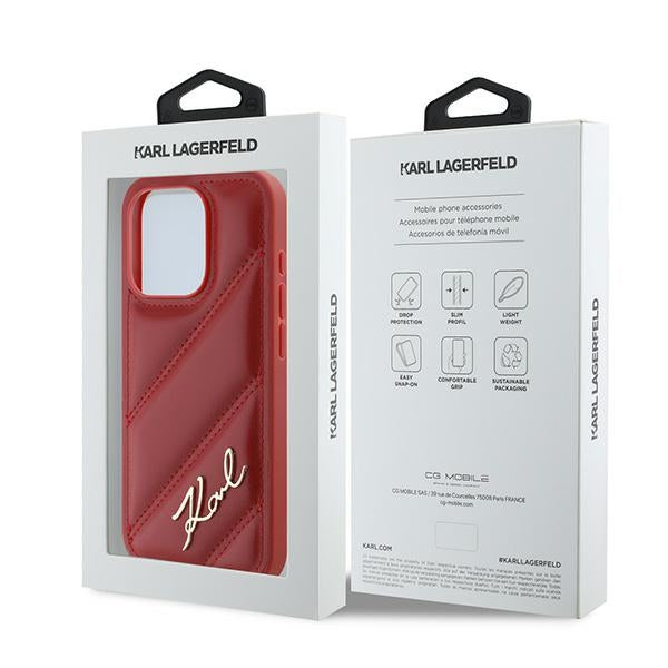Husa pentru Apple iPhone 15 Pro Max, Karl Lagerfeld, Diagonal Quilted Script, Rosie