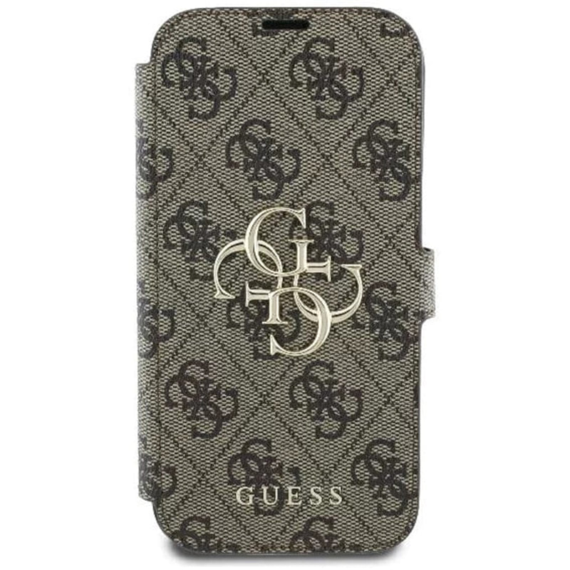 Husa pentru Apple iPhone 16, Guess, 4G Book, Maro