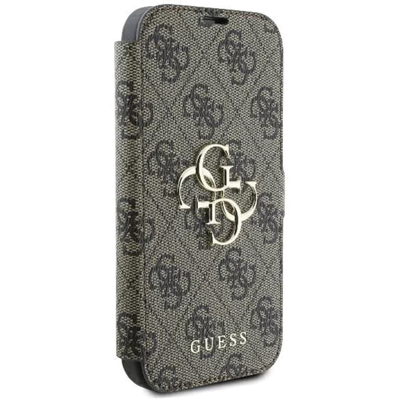 Husa pentru Apple iPhone 16, Guess, 4G Book, Maro