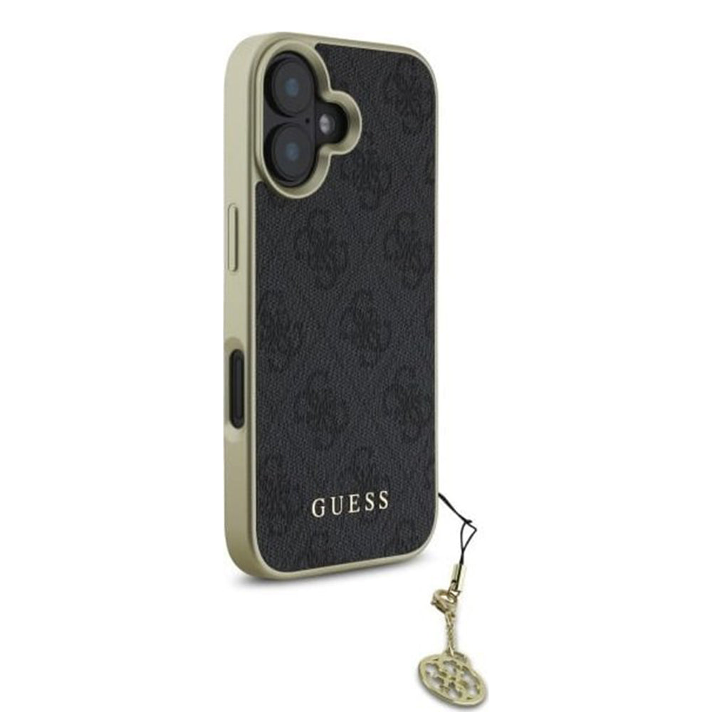 Husa pentru Apple iPhone 16, Guess, 4G Charm, Neagra