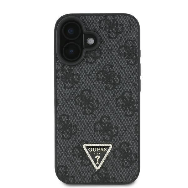 Husa pentru Apple iPhone 16, Guess, Crossbody 4G Triangle Strass, Neagra