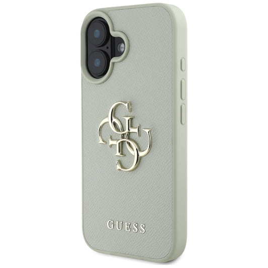 Husa pentru Apple iPhone 16, Guess, Grained Big 4G Logo Small Classic Logo, Verde