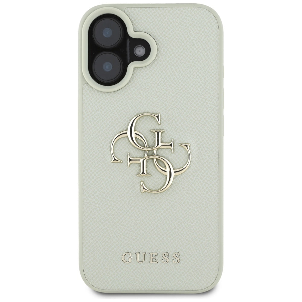 Husa pentru Apple iPhone 16, Guess, Grained Big 4G Logo Small Classic Logo, Verde