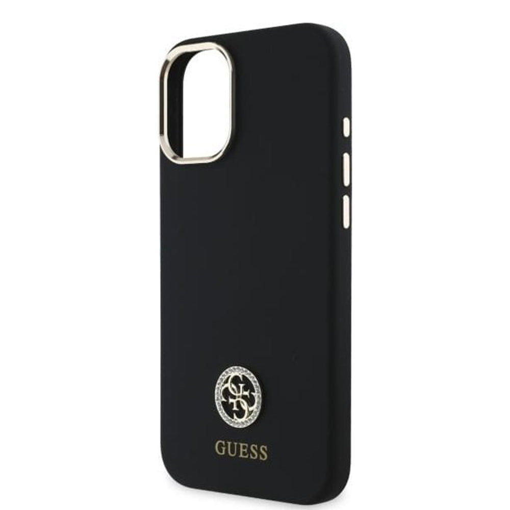 Husa pentru Apple iPhone 16, Guess, Logo Strass 4G, Neagra