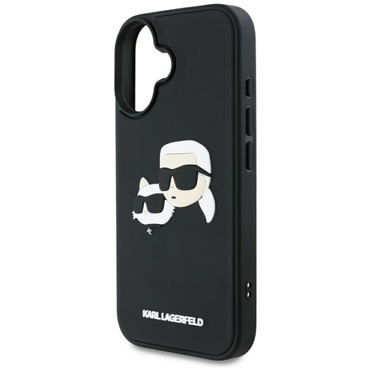 Husa pentru Apple iPhone 16, Karl Lagerfeld, 3D Rubber Karl & Choupette, Neagra