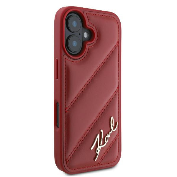 Husa pentru Apple iPhone 16, Karl Lagerfeld, Diagonal Quilted Script, Rosie