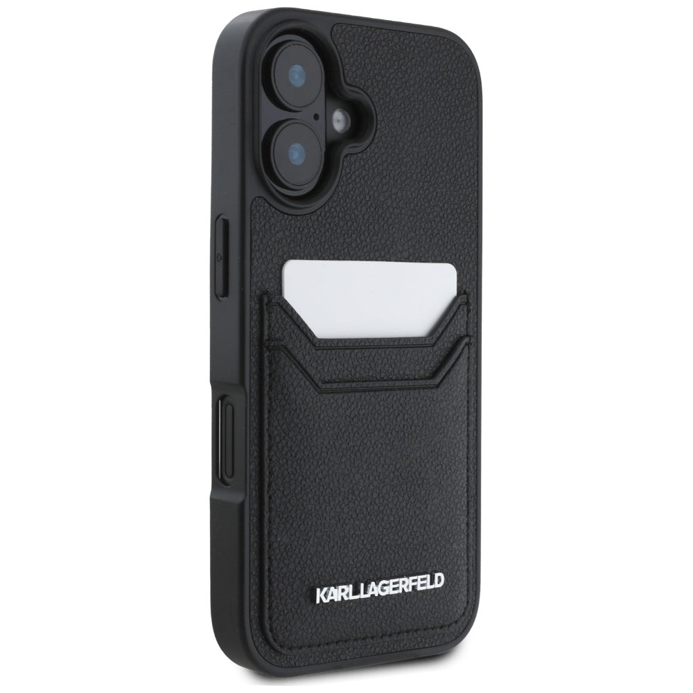 Husa pentru Apple iPhone 16, Karl Lagerfeld, Grained Cardslots, Neagra