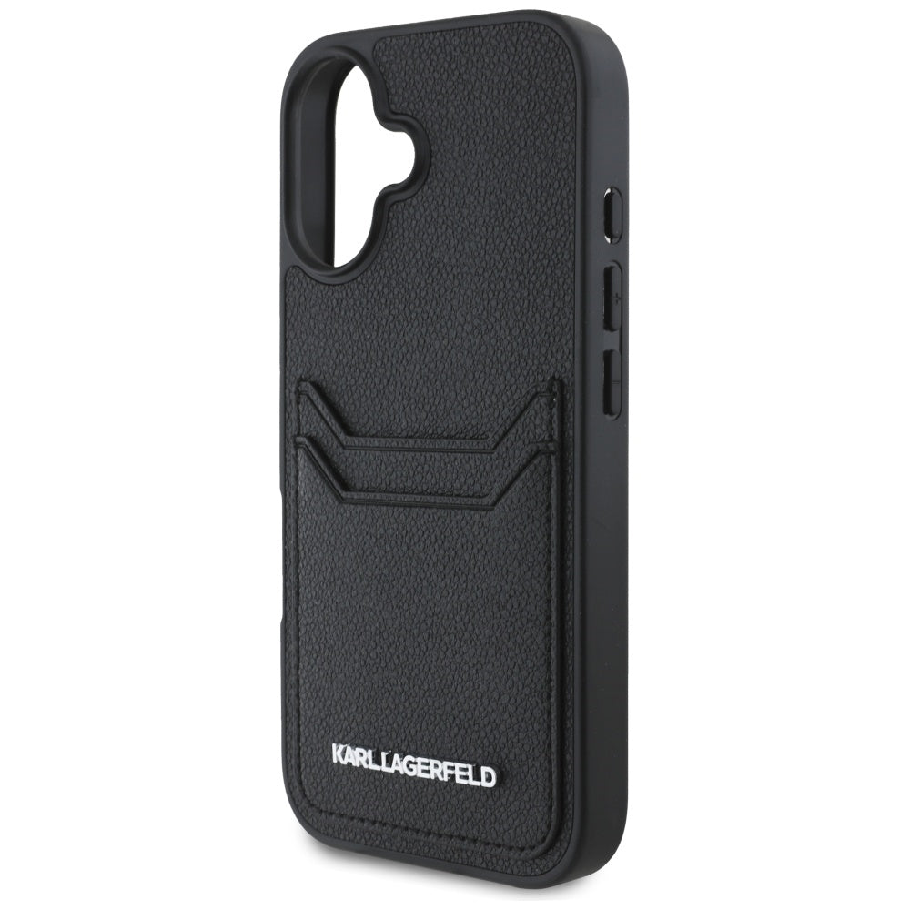Husa pentru Apple iPhone 16, Karl Lagerfeld, Grained Cardslots, Neagra