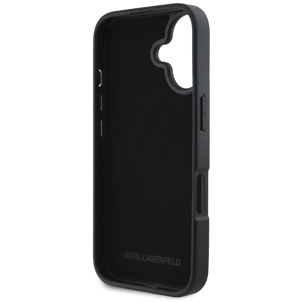 Husa pentru Apple iPhone 16, Karl Lagerfeld, Grained Cardslots, Neagra