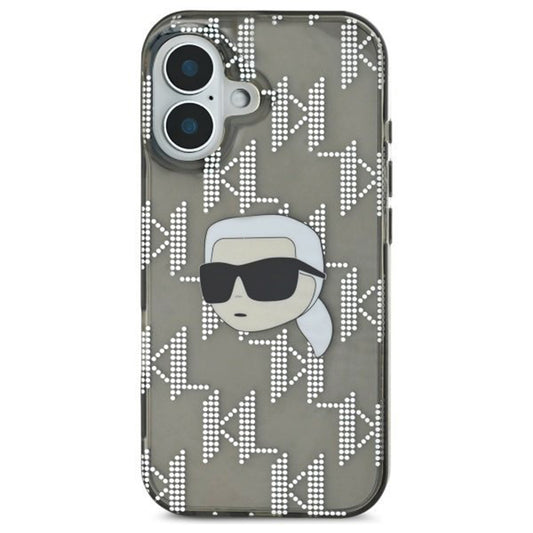 Husa pentru Apple iPhone 16, Karl Lagerfeld, IML Luxury Electroplated Karl's Head, Neagra