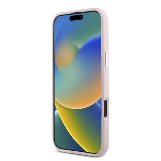 Husa pentru Apple iPhone 16 Plus, Guess, Script Metal Logo & Frame, Roz