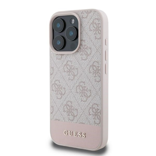 Husa pentru Apple iPhone 16 Pro, Guess, 4G Bottom Stripe, Roz