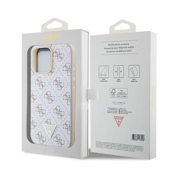 Husa pentru Apple iPhone 16 Pro, Guess, 4G Triangle Logo, Alba