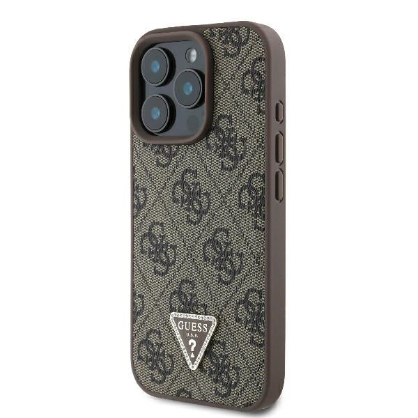 Husa pentru Apple iPhone 16 Pro, Guess, 4G Triangle Strass, Maro