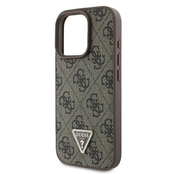 Husa pentru Apple iPhone 16 Pro, Guess, Crossbody 4G Triangle Strass, Maro