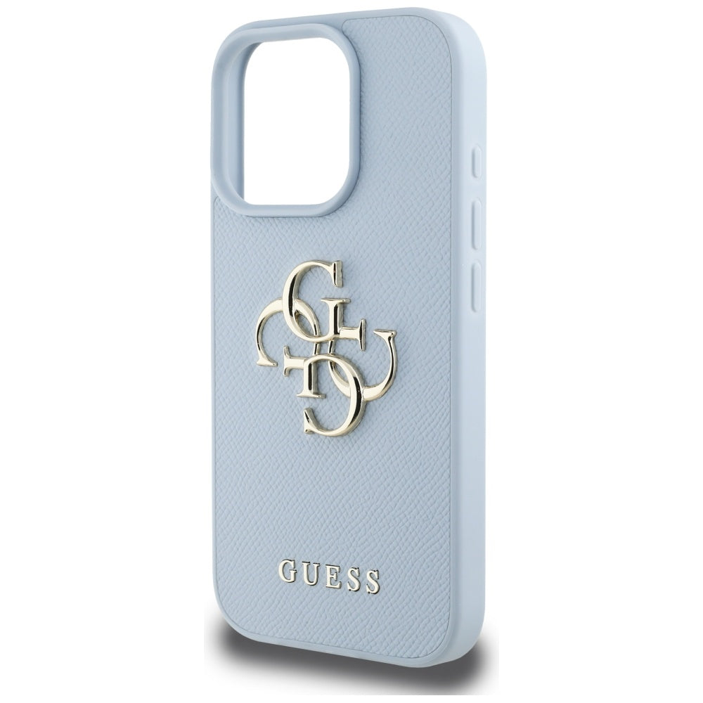 Husa pentru Apple iPhone 16 Pro, Guess, Grained Big 4G Logo Small Classic Logo, Albastra