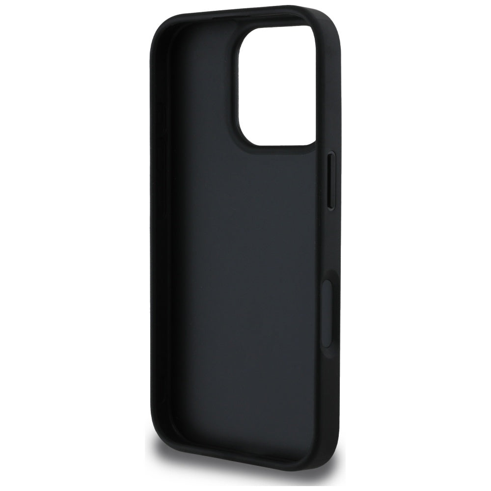 Husa pentru Apple iPhone 16 Pro, Guess, Hot Stamp 4G Pattern Triangle Logo, Neagra
