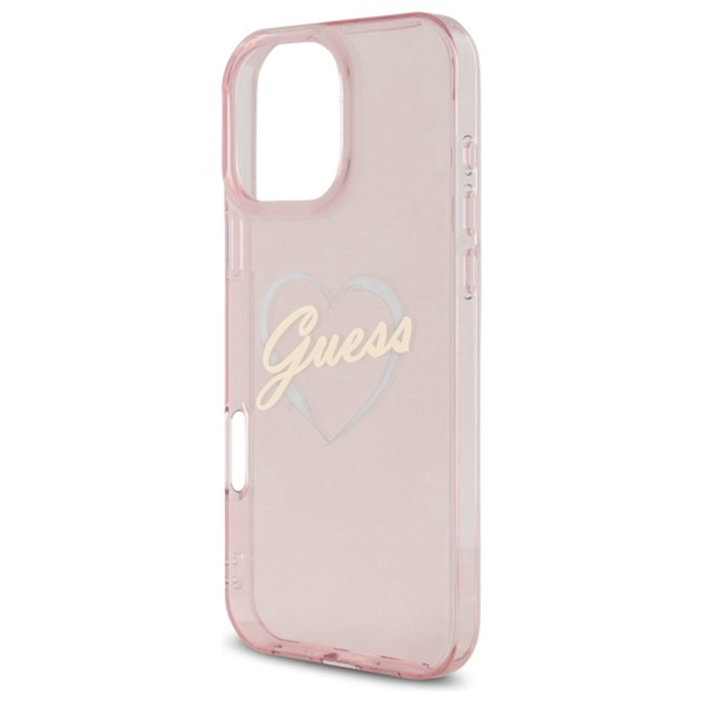 Husa pentru Apple iPhone 16 Pro, Guess, IML Heart, Roz