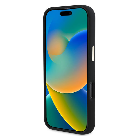 Husa pentru Apple iPhone 16 Pro, Guess, Script Metal Logo & Frame, Neagra