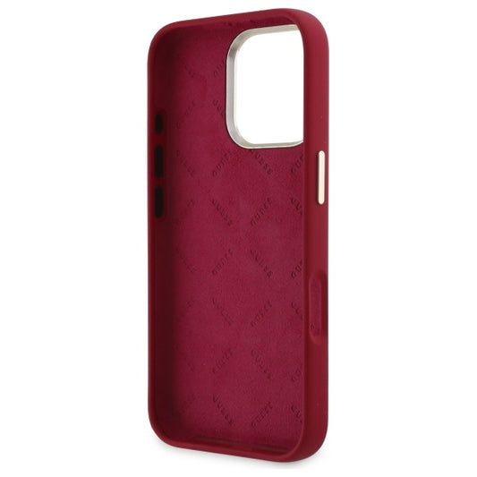 Husa pentru Apple iPhone 16 Pro, Guess, Script Metal Logo, Rosie