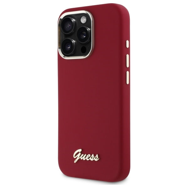 Husa pentru Apple iPhone 16 Pro, Guess, Script Metal Logo, Rosie