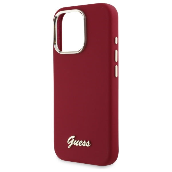 Husa pentru Apple iPhone 16 Pro, Guess, Script Metal Logo, Rosie