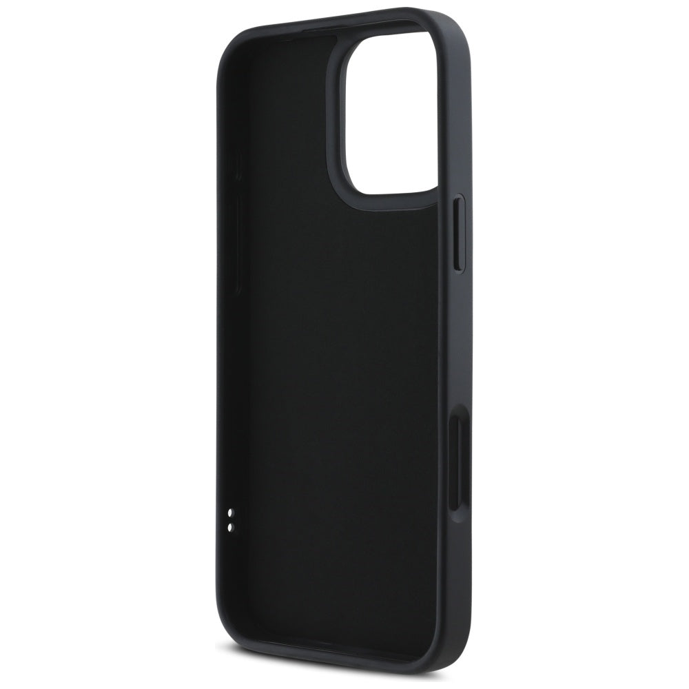 Husa pentru Apple iPhone 16 Pro, Karl Lagerfeld, 3D Rubber Elongated Gliiter Logo, Neagra