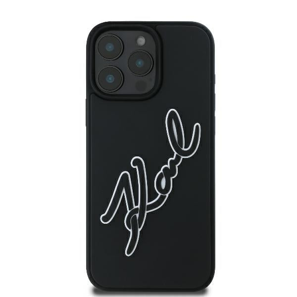 Husa pentru Apple iPhone 16 Pro, Karl Lagerfeld, 3D Rubber Signature, Neagra