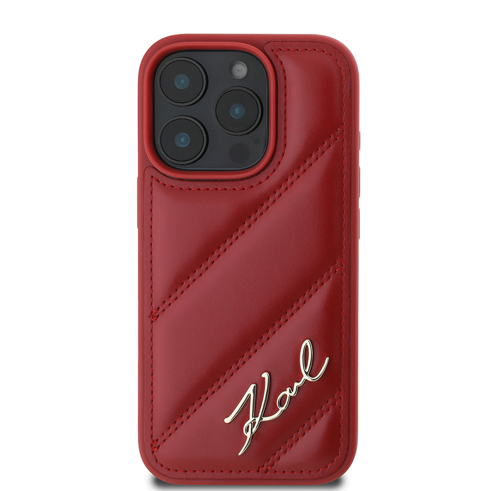 Husa pentru Apple iPhone 16 Pro, Karl Lagerfeld, Diagonal Quilted Script, Rosie