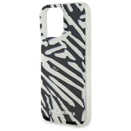 Husa pentru Apple iPhone 16 Pro, Karl Lagerfeld, IML Luxury Zebra Pattern with Strap, Neagra