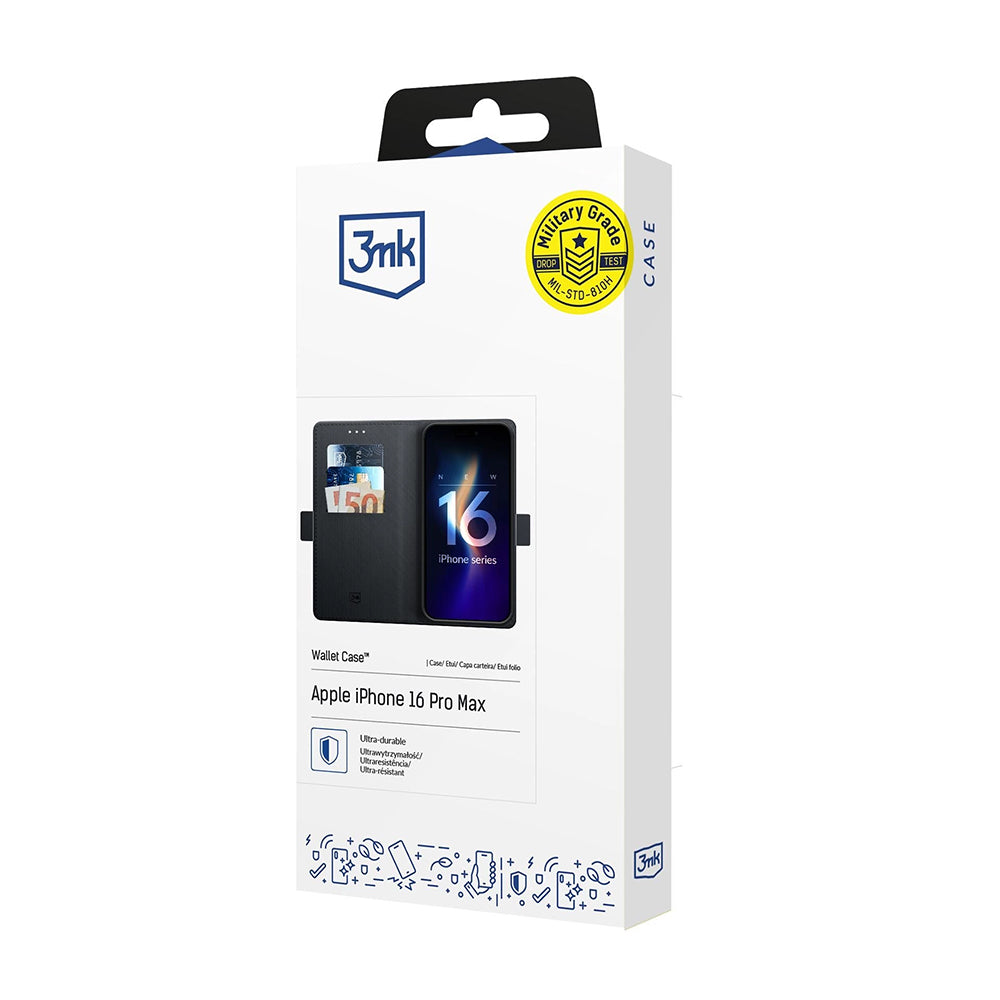 Husa pentru Apple iPhone 16 Pro Max, 3MK, Wallet, Neagra