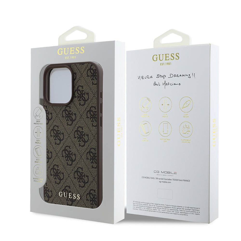 Husa pentru Apple iPhone 16 Pro Max, Guess, 4G Classic, Maro