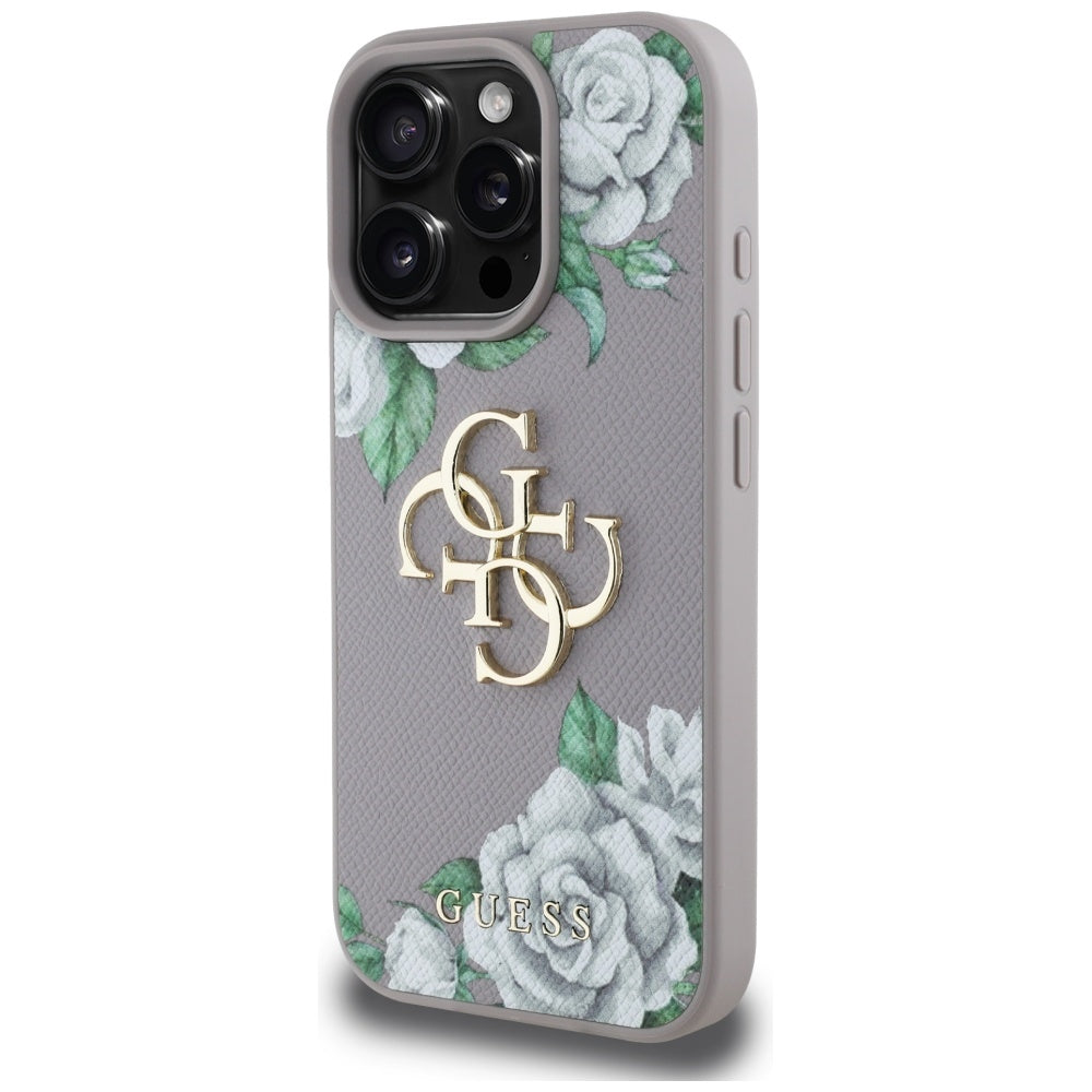 Husa pentru Apple iPhone 16 Pro Max, Guess, 4G Grained Roses Big Logo, Mov