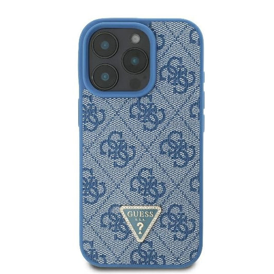 Husa pentru Apple iPhone 16 Pro Max, Guess, Crossbody 4G Triangle Strass, Albastra
