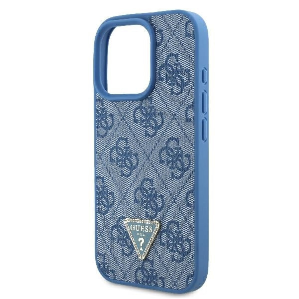 Husa pentru Apple iPhone 16 Pro Max, Guess, Crossbody 4G Triangle Strass, Albastra