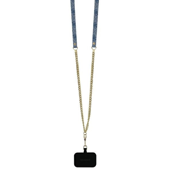 Husa pentru Apple iPhone 16 Pro Max, Guess, Crossbody 4G Triangle Strass, Albastra