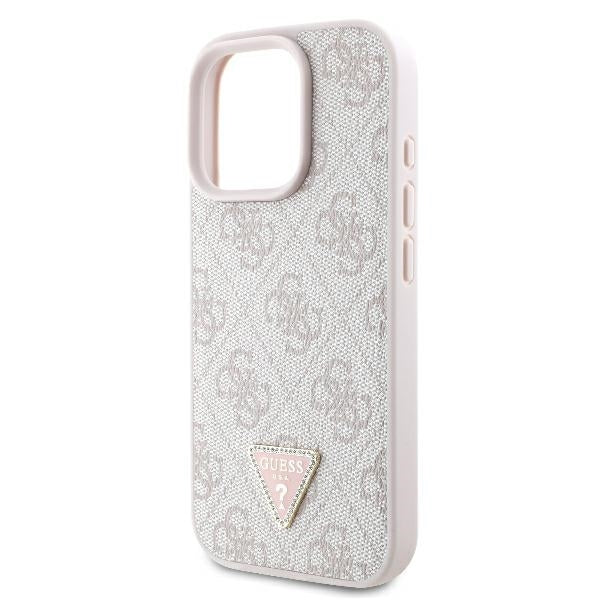 Husa pentru Apple iPhone 16 Pro Max, Guess, Crossbody 4G Triangle Strass, Roz