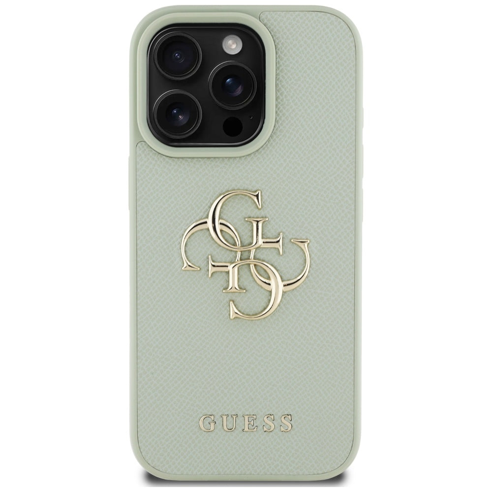 Husa pentru Apple iPhone 16 Pro Max, Guess, Grained Big 4G Logo Small Classic Logo, Verde