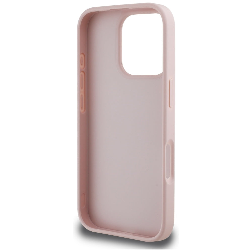 Husa pentru Apple iPhone 16 Pro Max, Guess, Hot Stamp 4G Pattern Triangle Logo, Roz