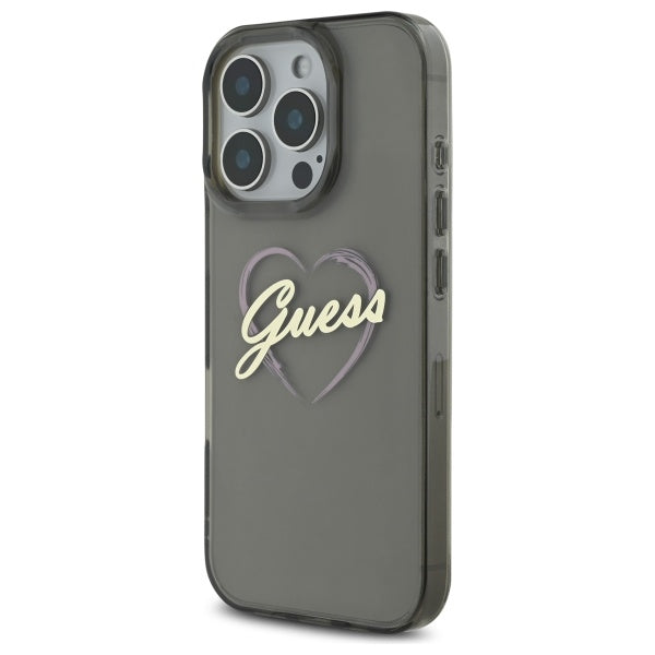 Husa pentru Apple iPhone 16 Pro Max, Guess, IML Heart, Neagra
