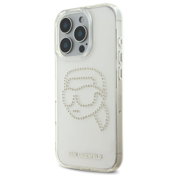 Husa pentru Apple iPhone 16 Pro Max, Karl Lagerfeld, IML Rhinestones Karl's Head, Transparenta