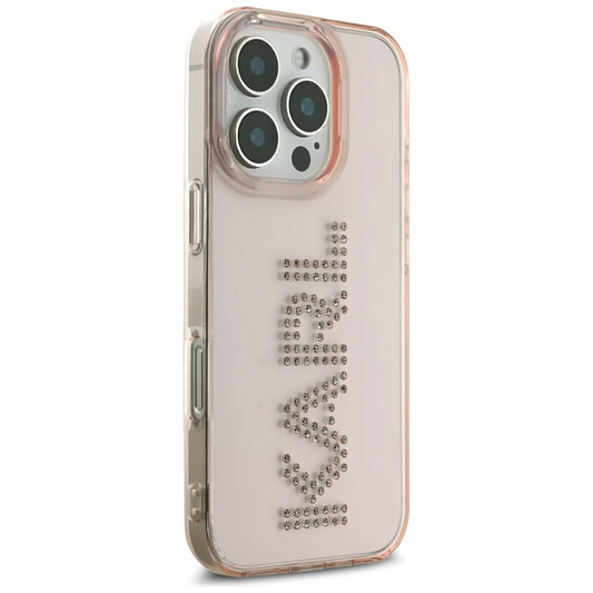 Husa pentru Apple iPhone 16 Pro Max, Karl Lagerfeld, IML Rhinestones Pink Logo, Roz
