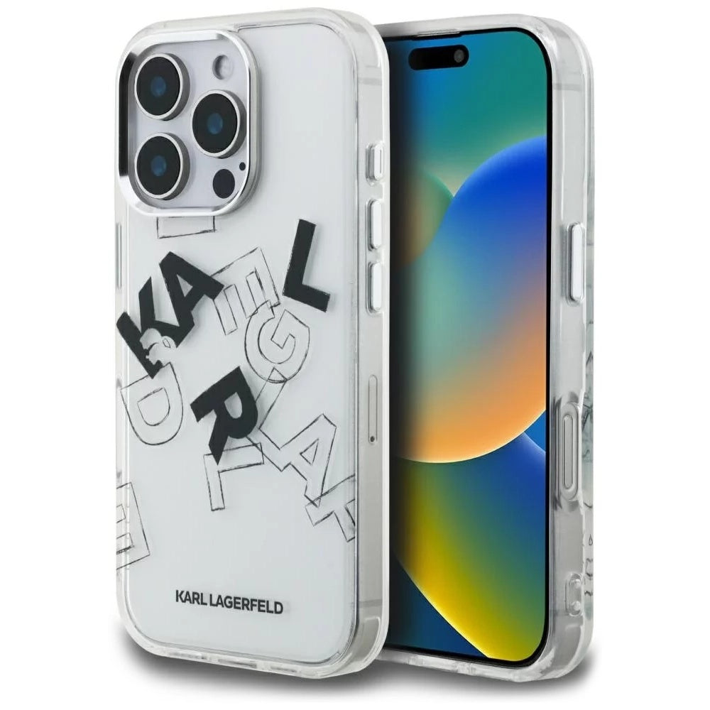 Husa pentru Apple iPhone 16 Pro Max, Karl Lagerfeld, IML Sketched Graphic Logo, Transparenta