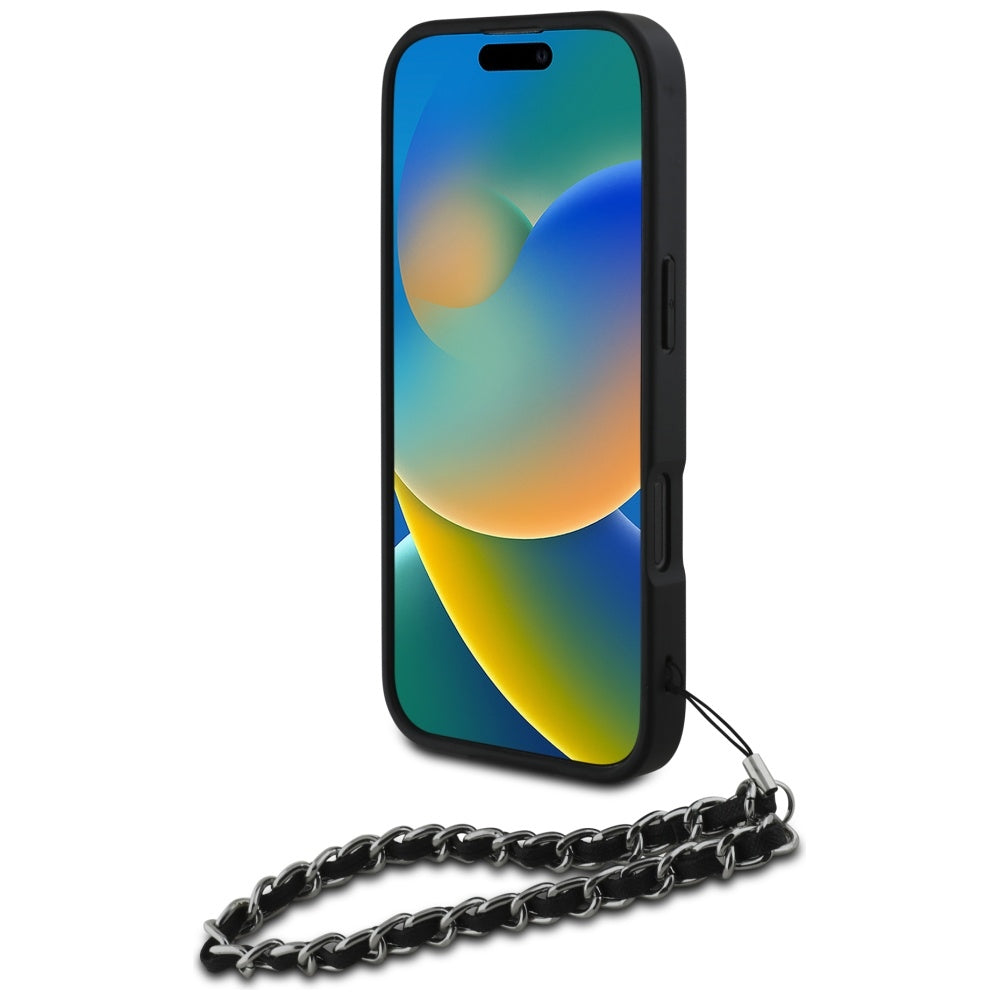 Husa pentru Apple iPhone 16 Pro Max, Karl Lagerfeld, Saffiano Crystals & Charm, Neagra