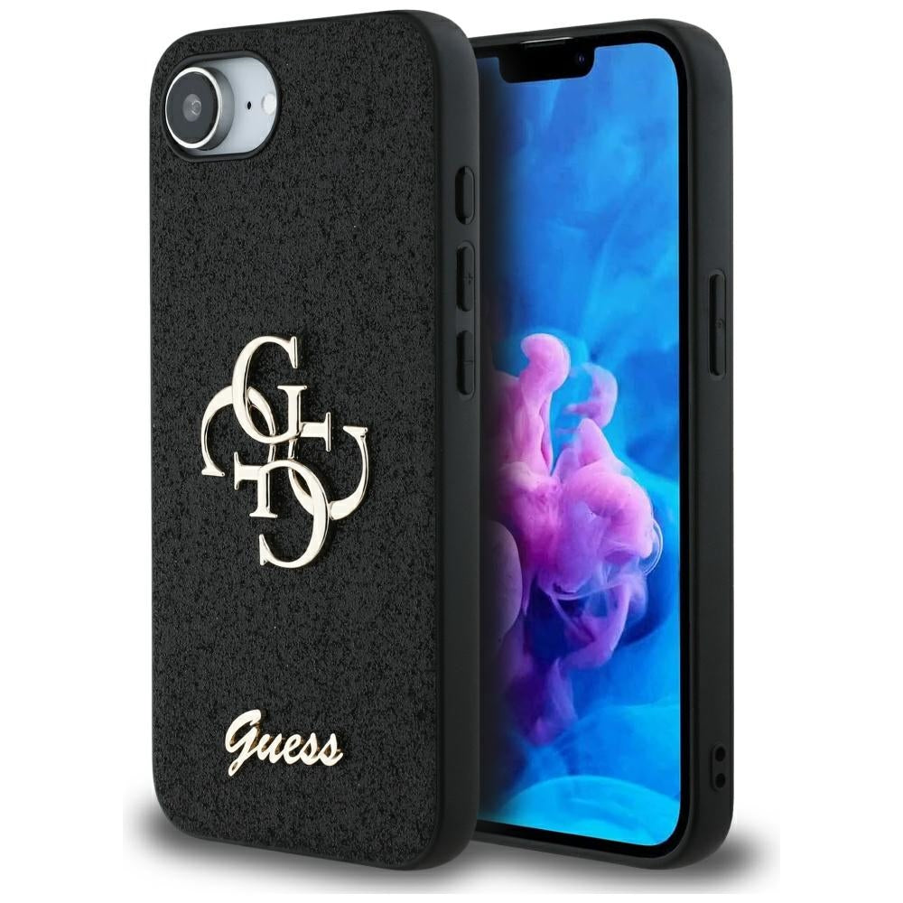 Husa pentru Apple iPhone 17e / 16e, Guess, Fixed Glitter Big 4G, Neagra