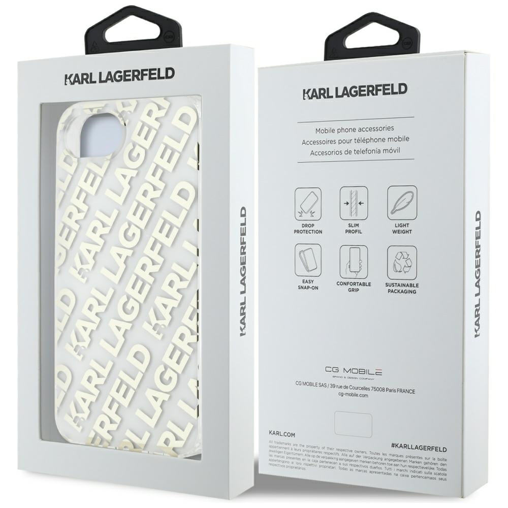 Husa pentru Apple iPhone 17e / 16e, Karl Lagerfeld, IML Luxury Gold Fullover Logo, Aurie