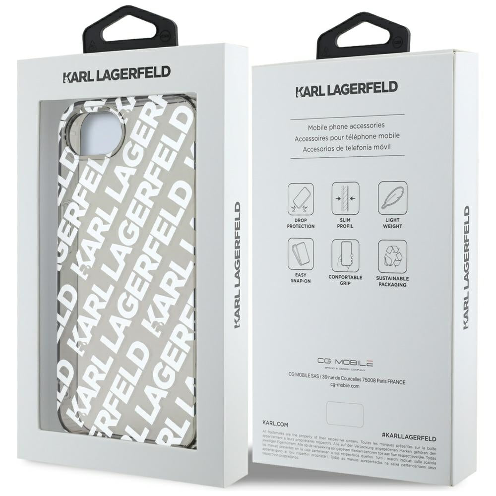 Husa pentru Apple iPhone 17e / 16e, Karl Lagerfeld, IML Luxury Silver Fullover Logo, Argintie