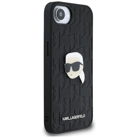 Husa pentru Apple iPhone 16e, Karl Lagerfeld, Monogram Karl's Head, Neagra