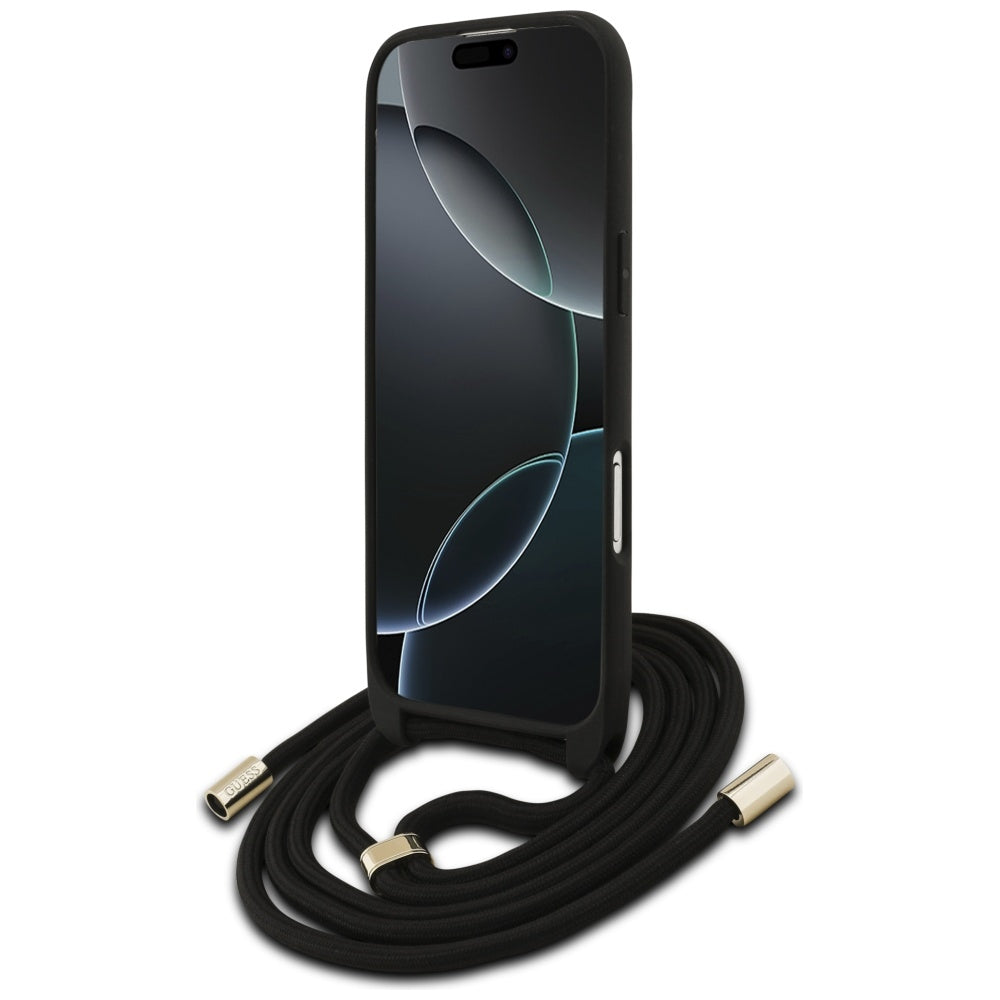 Husa pentru Apple iPhone 17 Air, Guess, Crossbody Cord 4G Big Log, Maro